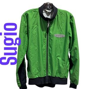 Sugoi Green Cycling Jacket Windbreaker Full Zip 3 Rear Pockets